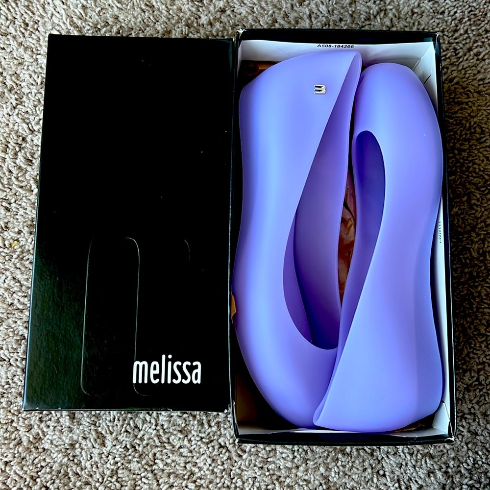 New with box Melissa peep toe purple flats